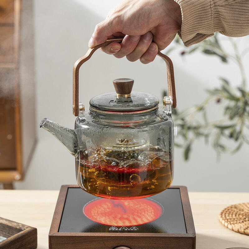 【限時免運】新中式煮茶壺 玻璃耐高溫辦公室茶具套組 家用泡茶壺 明火黑晶爐燒水壺