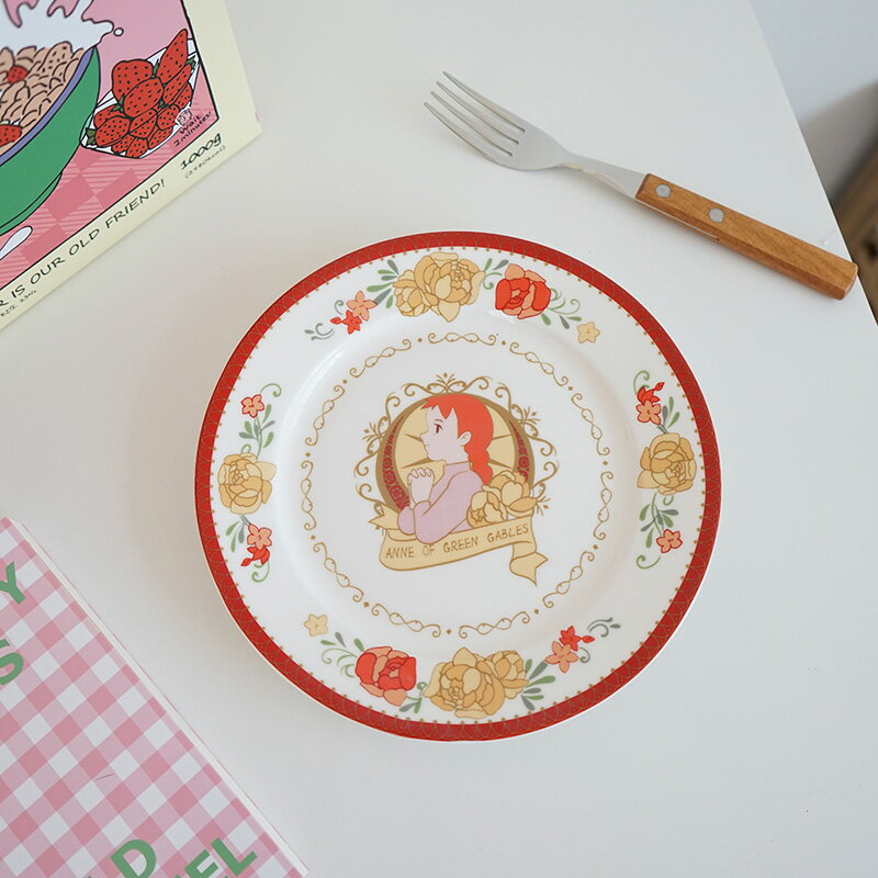 元氣角落 ins法式復古玫瑰可愛少女陶瓷盤碟子早餐盤蛋糕甜品盤子