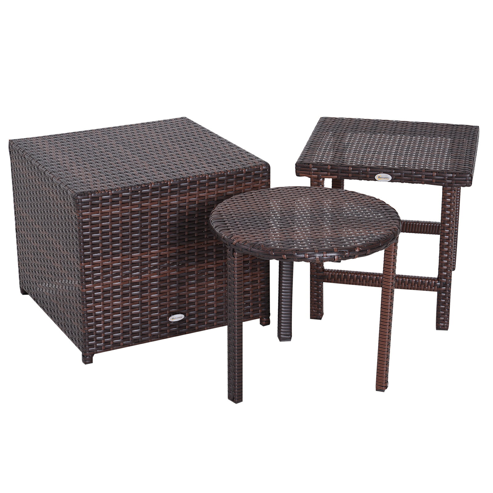 Aosom Outsunny 3 Piece Rattan Wicker Outdoor Compact Stackable