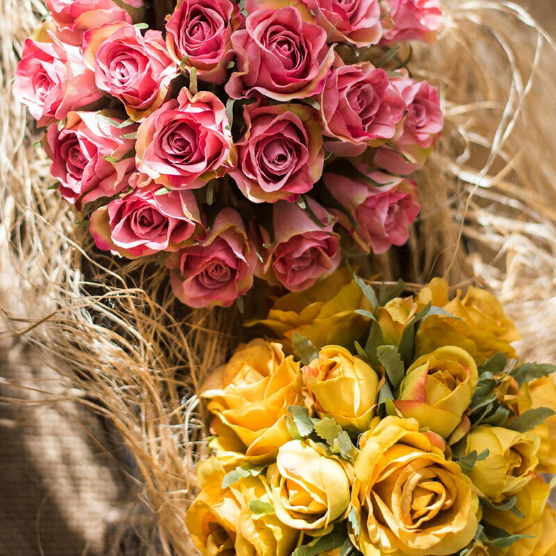 掬涵 多色薔薇玫瑰手札花束 裝飾花藝擺件絹花仿真花 套裝禮物