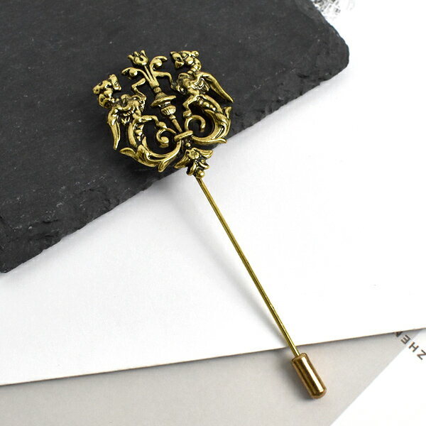 西裝別針 金色圖騰一字胸針【NCD42】