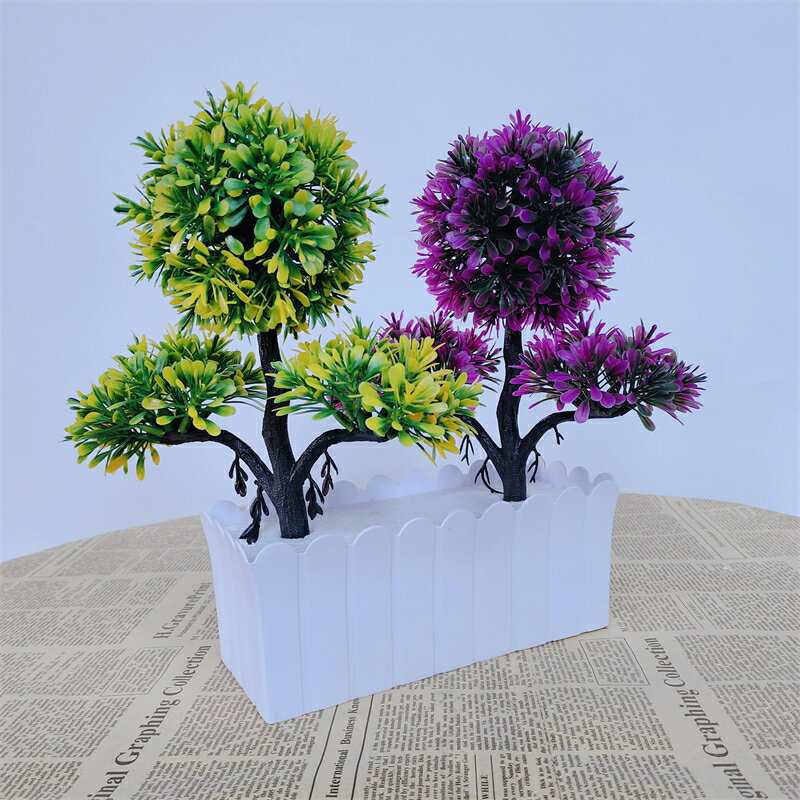 人造花 仿真植物模擬迎客松婚慶花藝盆栽發財樹綠植假花家居客廳盆景塑膠擺放裝飾
