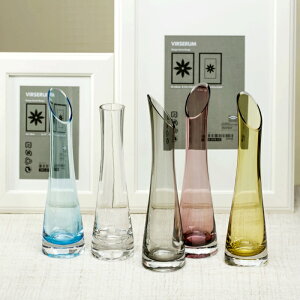 優雅鶴嘴瓶簡約彩色系列玻璃花瓶水培一支花花器家居裝飾插花花瓶
