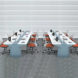 桌子 烤漆職員辦公桌子員工位46人屏卡位電腦桌 椅組合