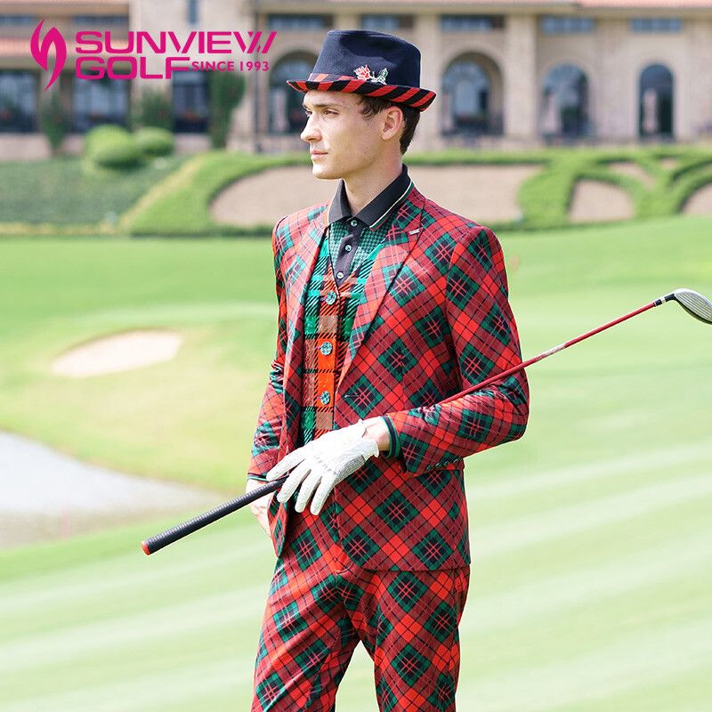SVG高爾夫新品格紋英倫風男士西裝時尚情侶款運動外套長袖格子