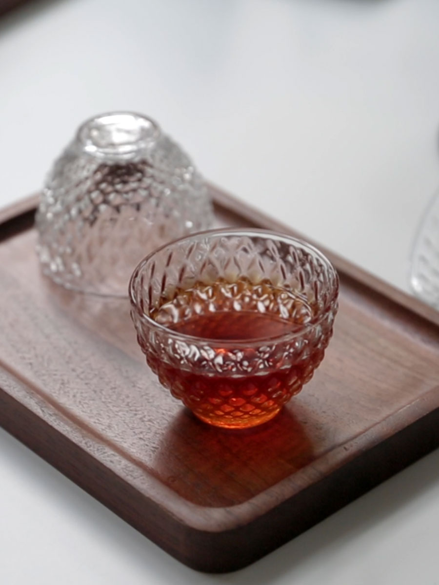 壹銘 菱紋日式耐熱透明玻璃杯手沖咖啡分享小杯 家用迷你功夫茶杯