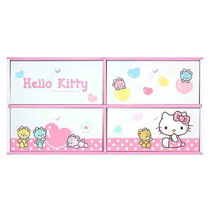 【震撼精品百貨】Hello Kitty 凱蒂貓 HELLO KITTY小熊橫式四抽收納盒-粉紅#38564 震撼日式精品百貨