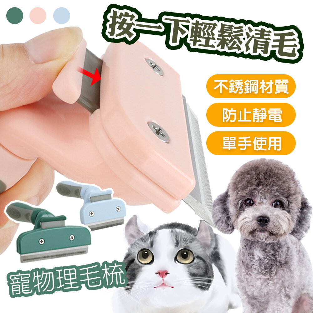 寵物理毛梳一鍵清理毛髮【QIDINA】