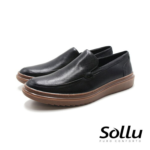 Sollu 巴西專櫃dress casual牛皮光感樂福皮鞋 男鞋-黑 0