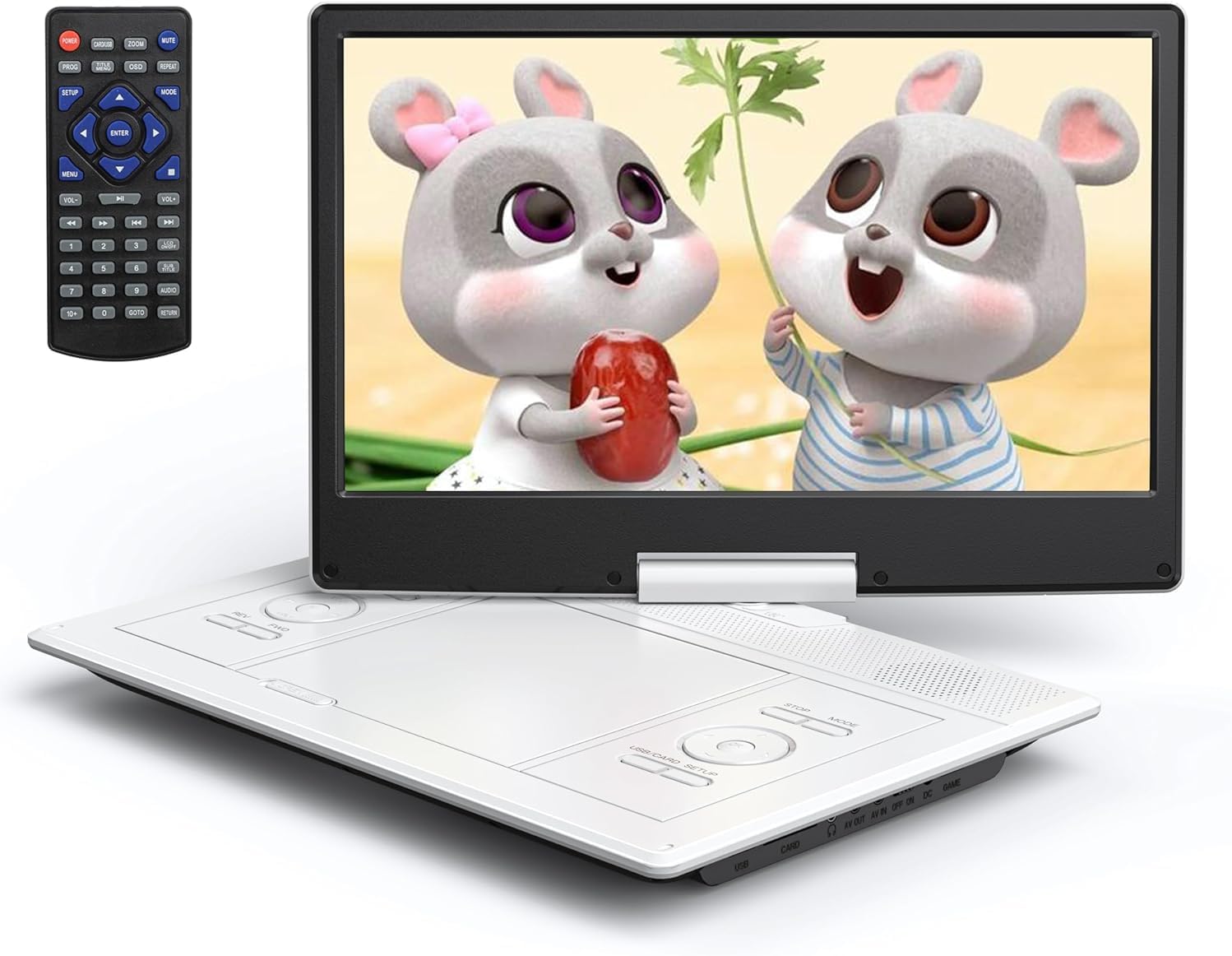 YOTON 16.9型便攜式DVD播放器 14.1吋HD液晶 5000mAh 車用／家用雙電源 白色