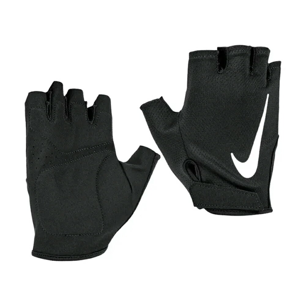 【NIKE耐吉】男用健身重訓舉重半指手套-黑色(N1012315091 / HQ5573091)防滑止汗透氣孔洞 單車自行車健力適用 重量訓練 M GYM ESSENTIAL 2.0