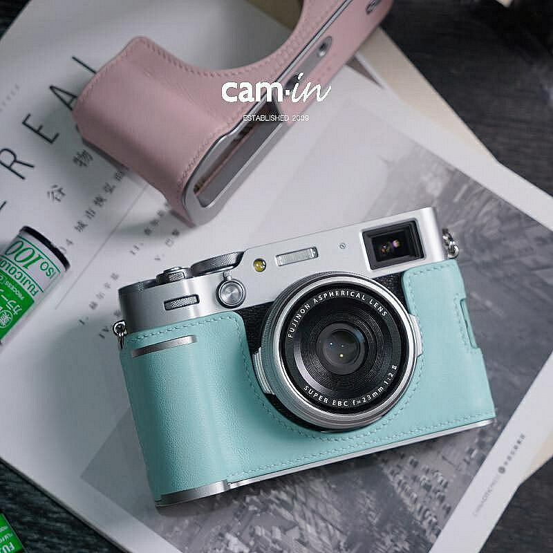 cam-in swift真皮手工富士x100vi相機銀色手把保護套底座x100六代