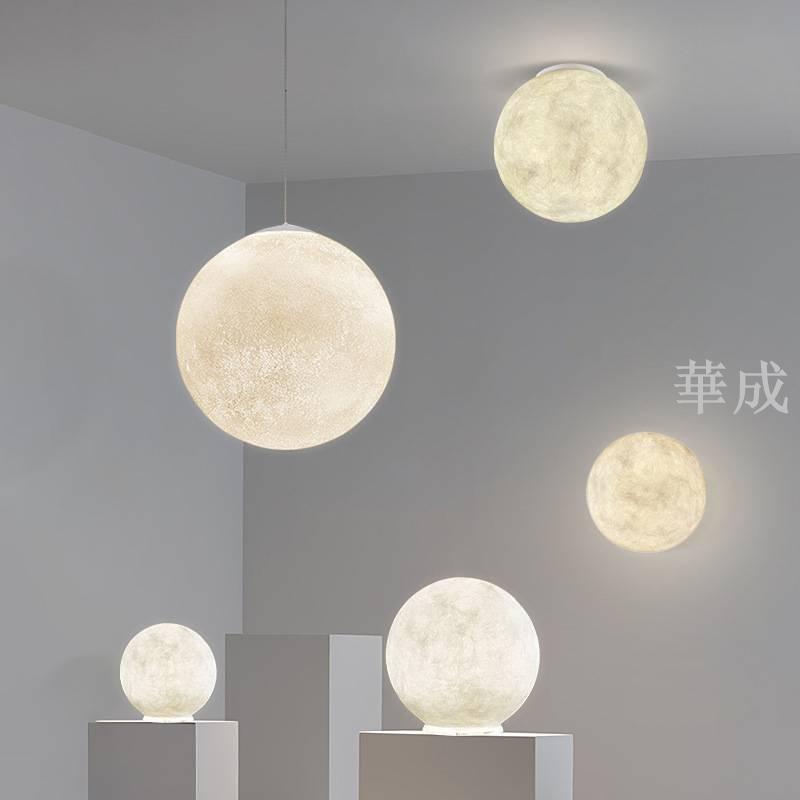 月球燈 3D打印星球吊燈 北歐臥室燈飾 圓球月亮燈工程燈具餐廳室內照明氛圍裝飾吊燈
