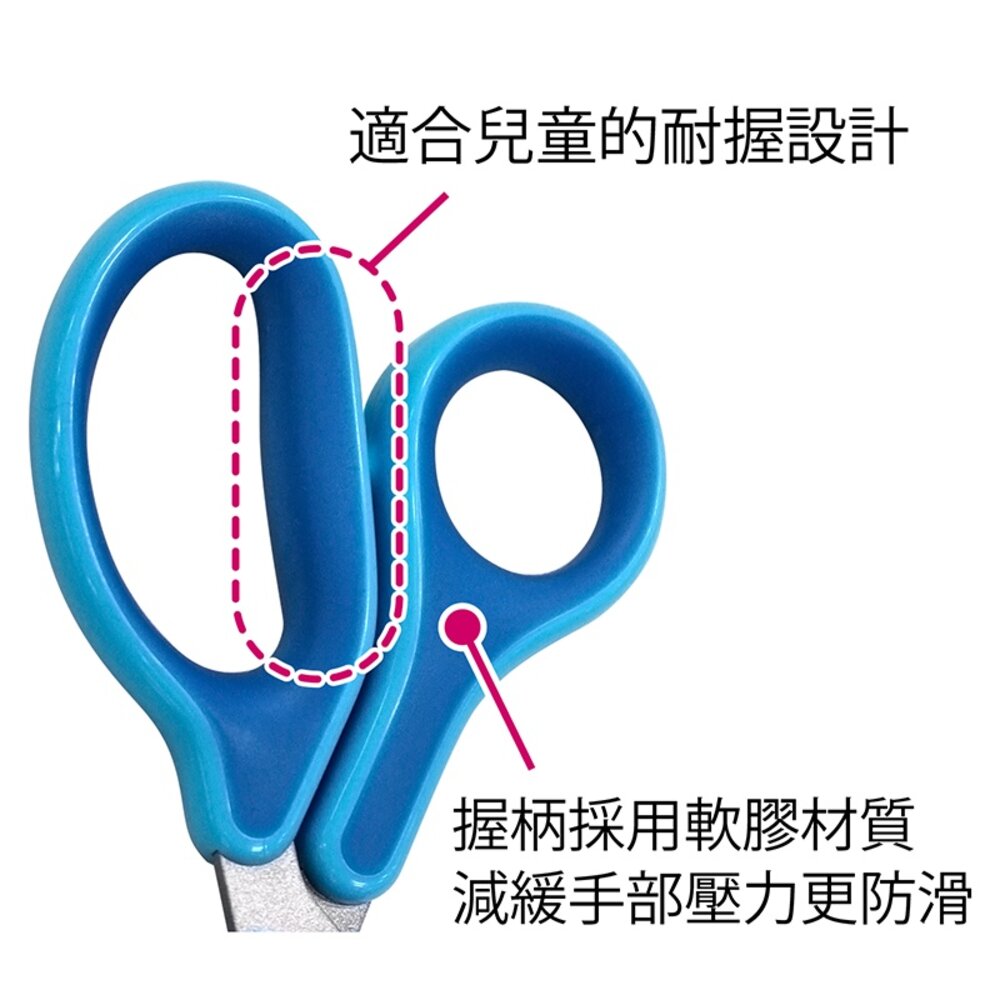 媽媽買 PLUS 普樂士 30度省力兒童安全剪刀 不鏽鋼圓頭 左手右手可選 附安全蓋 姓名貼 兒童剪刀 1
