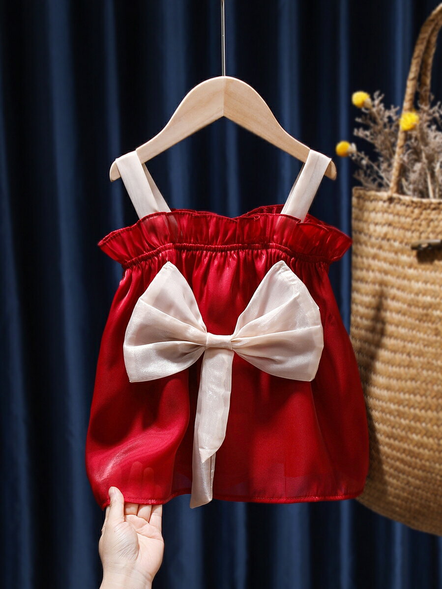 女童吊帶背心2021夏裝新款洋氣時髦女寶寶韓版禮服公主女孩童裝潮