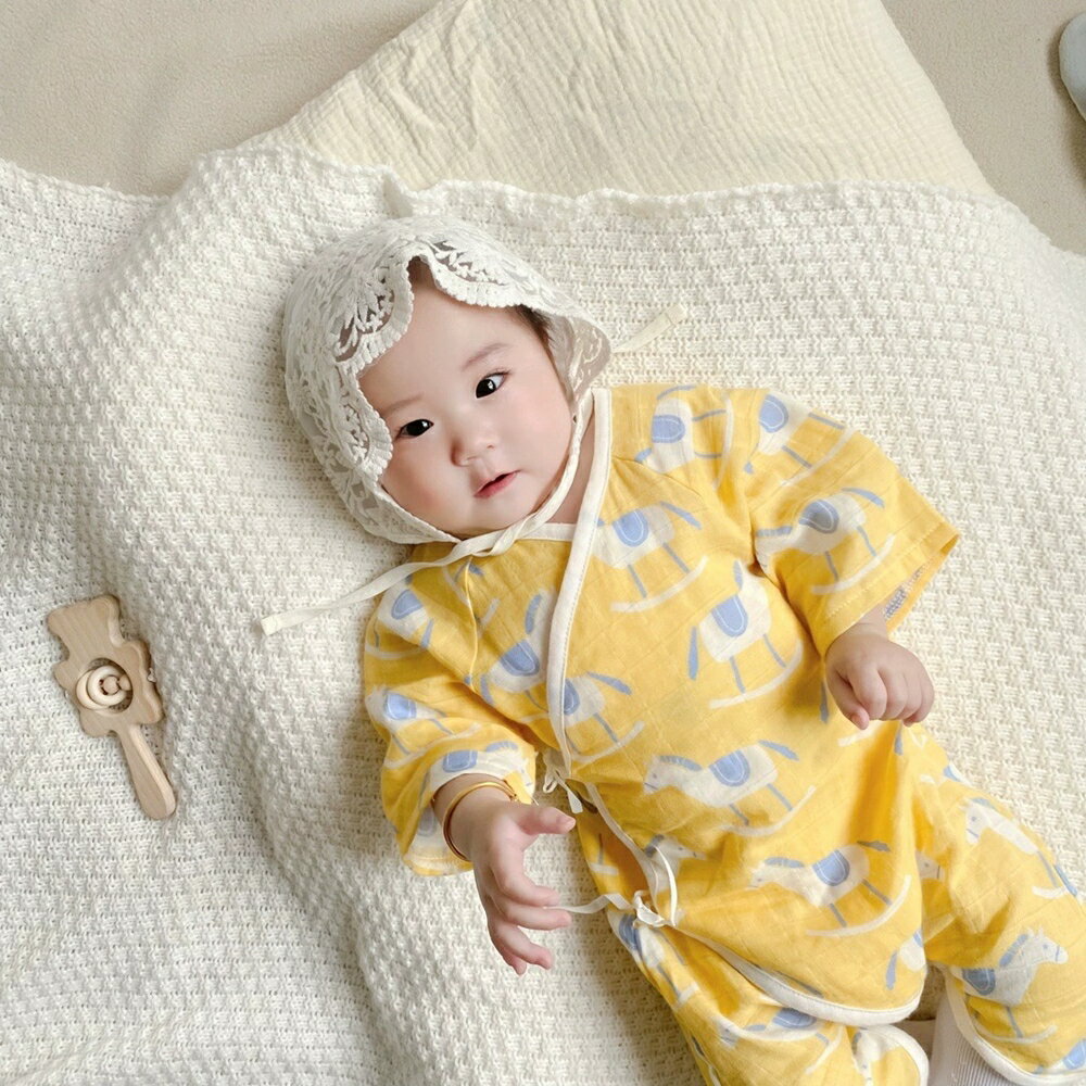 Baby童衣 新生兒紗布衣 男寶寶女寶寶純棉紗布蝴蝶衣 初生兒紗布嬰兒哈衣 88269