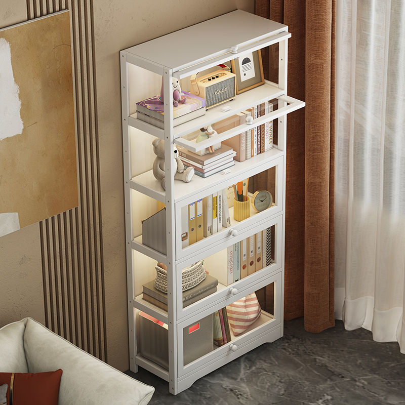 透明防塵收納書櫃現代多層玻璃置物架家用落地展示櫃亞克力書架子