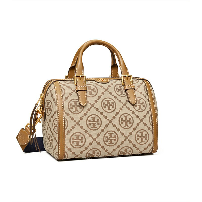 精選★TORY BURCH T MONOGRAM 提花酒桶包女士單肩包斜挎包 83970(整新)   ~【夏日美包★菲尼斯 國際精品↘3折起】 3