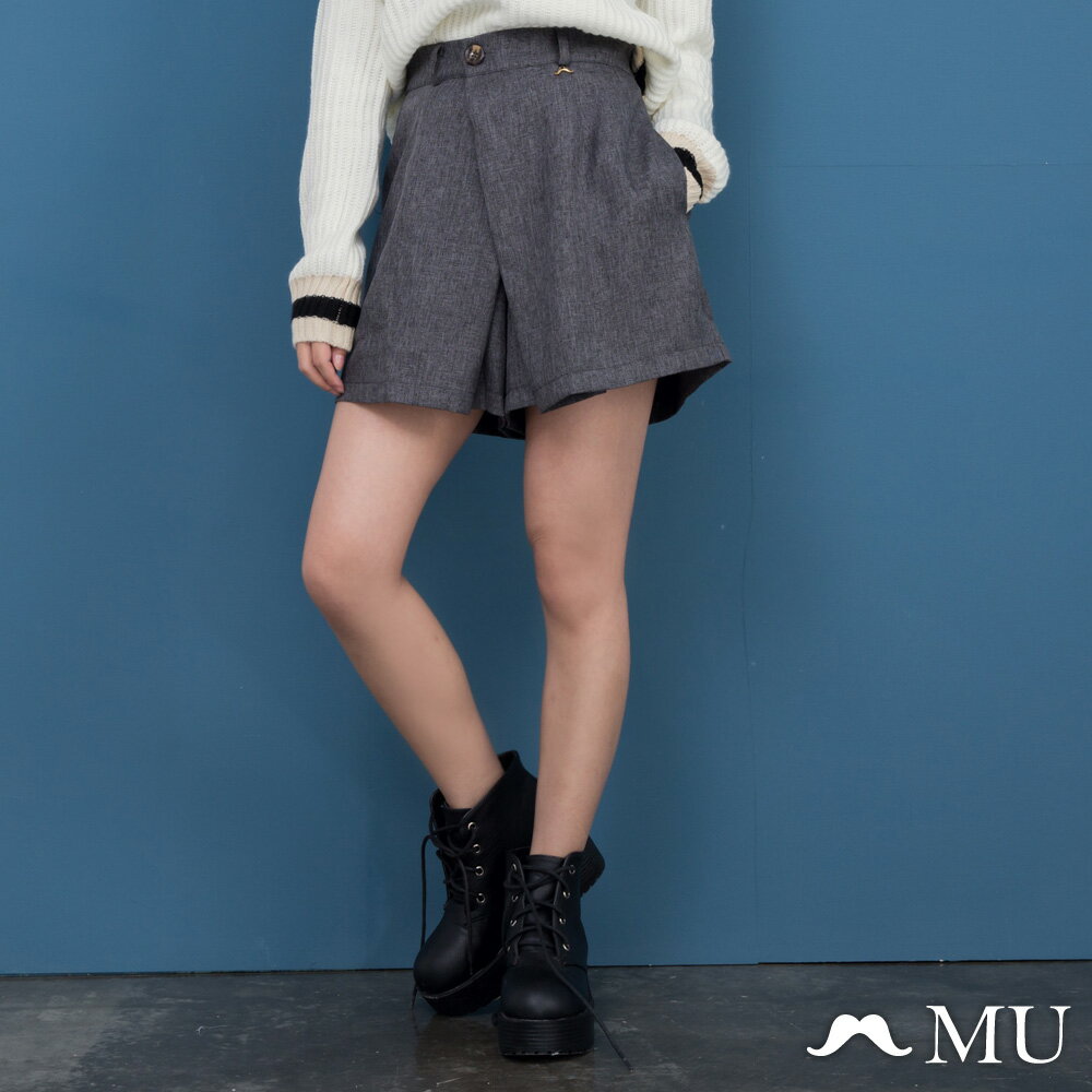 【MU】素色鬆緊腰頭一片褲裙(2色)7925162