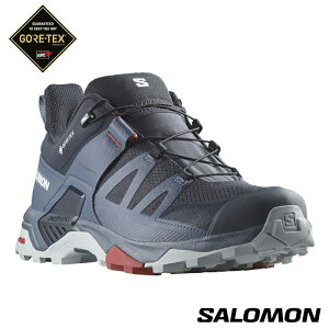 【速捷戶外】法國 Salomon 男 X ULTRA 4 Goretex 低筒登山鞋 碳黑/白令藍/珍珠藍, 防水登山鞋,健行鞋 , 適合登山、健行、旅遊