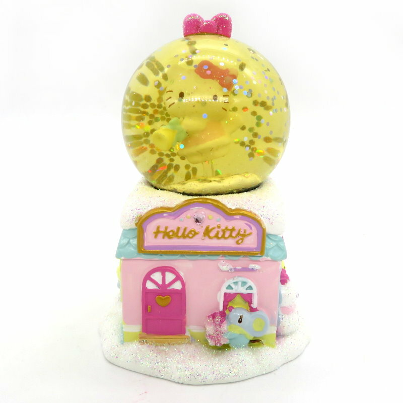 asdfkitty*KITTY聖誕小屋造型裝飾雪球/水晶雪球-黃色液體雪球-日本正版商品