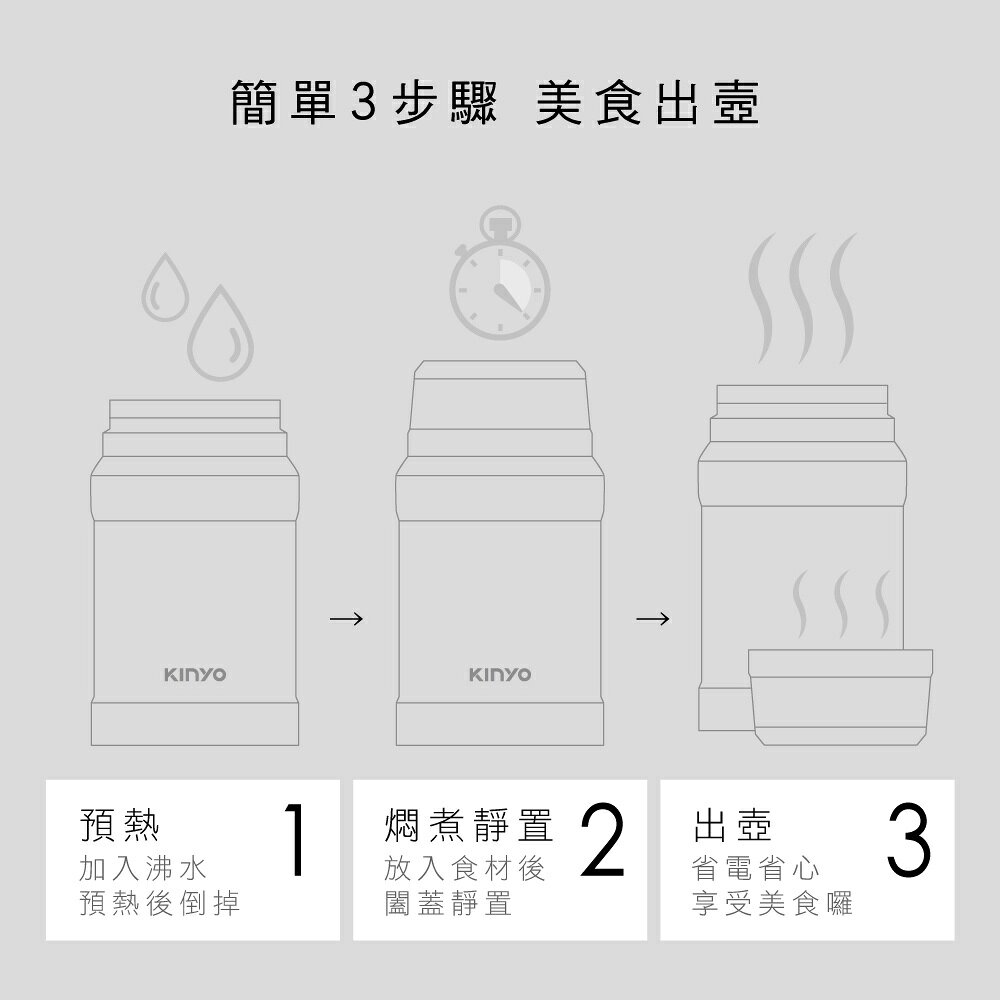 【KINYO】316不鏽鋼真空燜燒罐 800ml (KIM-48) 附贈不鏽鋼湯匙、杯蓋碗&雙層保溫袋 4