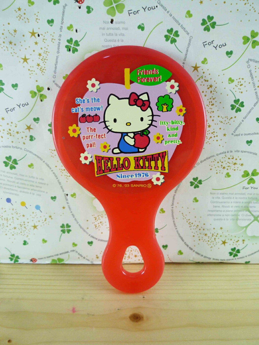 【震撼精品百貨】Hello Kitty 凱蒂貓-手拿鏡-紅蘋果 震撼日式精品百貨