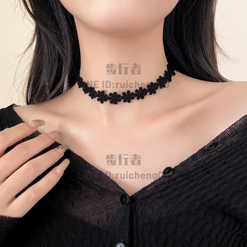 3件裝 黑色項鏈鎖骨鏈女高級感頸鏈choker頸帶項圈脖子配飾【步行者戶外生活館】