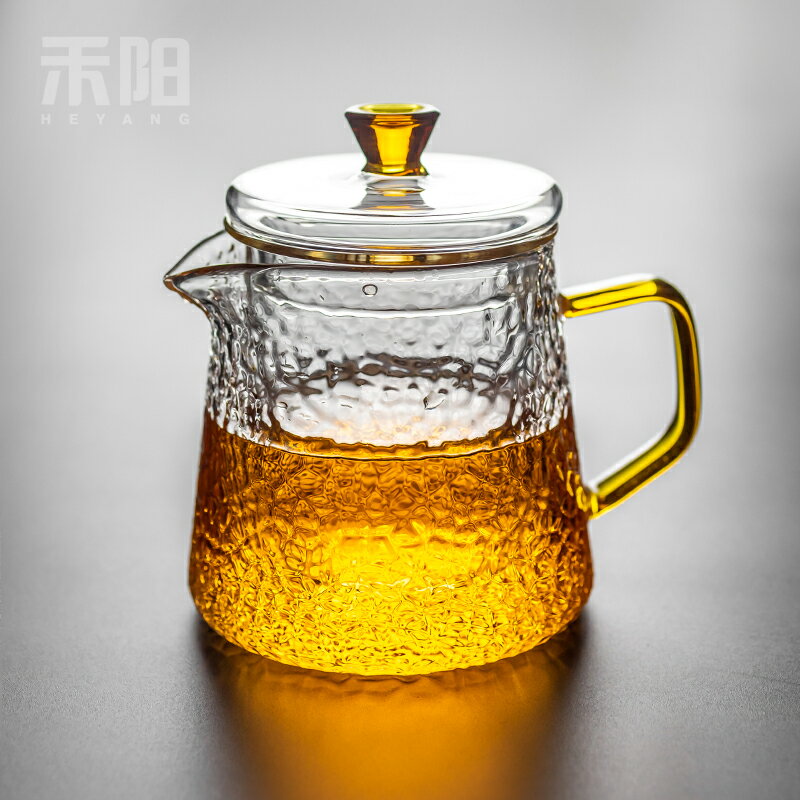 禾陽 玻璃茶壺茶具套裝家用過濾泡茶壺耐高溫錘紋加厚功夫煮茶壺