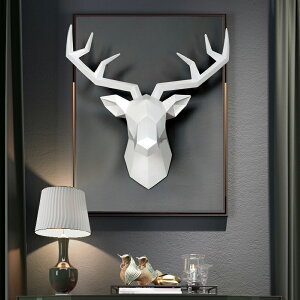 ins北歐幾何鹿頭壁掛裝飾客廳酒吧墻面動物壁飾立體創意麋鹿掛件