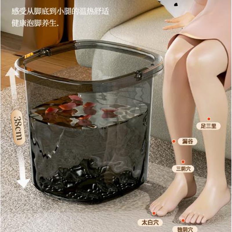 泡腳桶 冬天泡腳桶高深桶洗腳盆過膝小腿保溫按摩加高厚家用養生桶足浴桶S041快速出貨