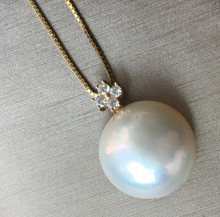 17-18mm馬貝珠吊墜18K金海水馬貝珍珠吊墜項鏈炫彩鏡面光天女無瑕 4