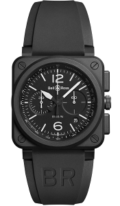 Bell & Ross 柏萊士 BR 03-94 INSTRUMENTS 系列 計時碼表機械腕錶(BR0394-BL-CE)-42mm-黑面膠帶【刷卡回饋 分期0利率】
