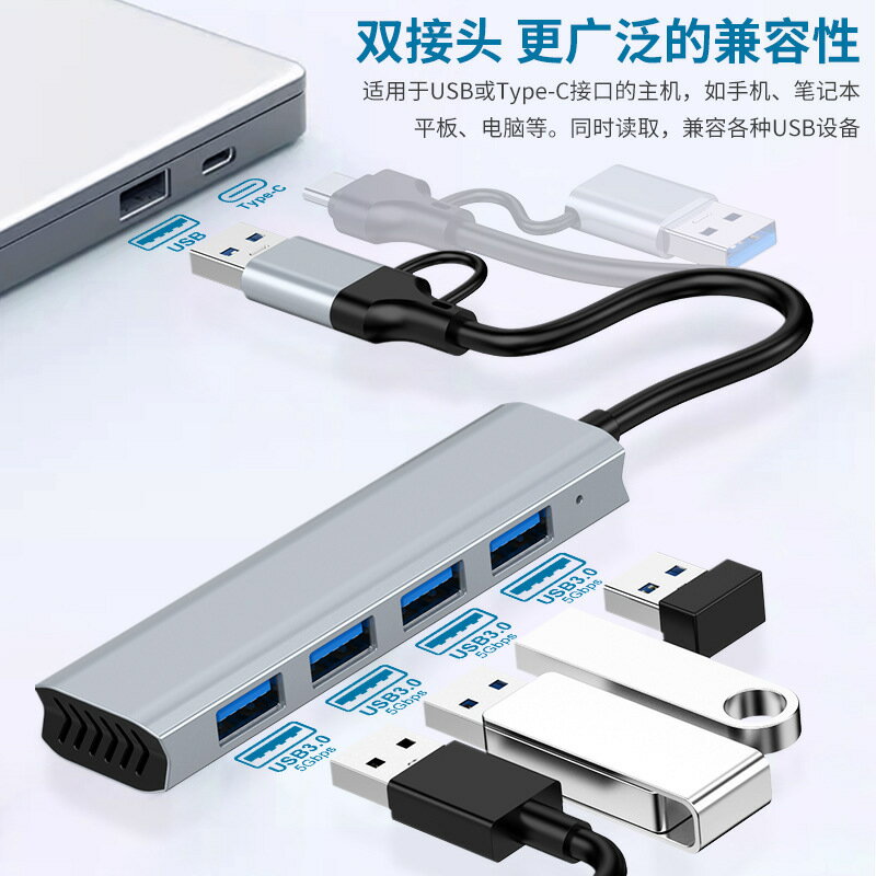 USB3.0HUB分線器type-c擴充套件塢hub手機筆記本電腦多功能分屏集線器【宜家良品百貨】