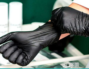 【九折】手套一次性乳膠紋身食品餐飲橡膠手套加厚耐用黑色丁腈手套