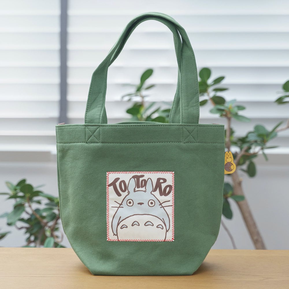 真愛日本 宮崎駿 吉卜力 龍貓 大灰龍貓秋季綠 彈力潛水布 貼花 刺繡手提袋 手提袋 提袋 外出包