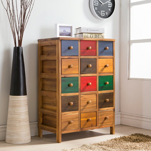 Zona若娜柚木實木多彩收納櫃15抽(彩色) 實木製造、低甲醛、收納櫃【myhome8居家無限】★APP下單享點數4% 1