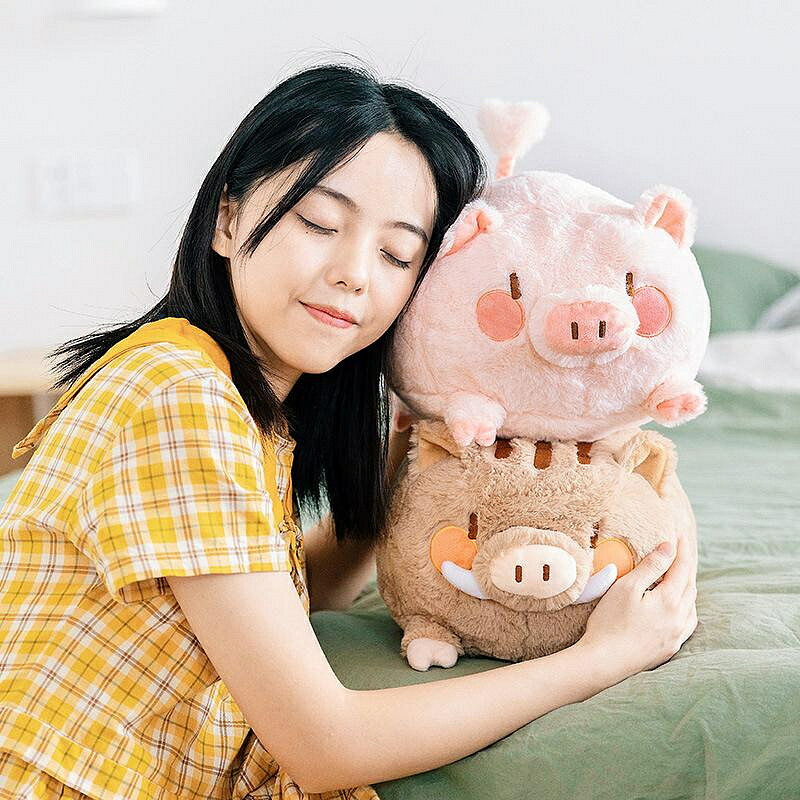 可愛屁可豬野豬抱枕毛絨玩具睡覺玩偶女生日禮物情侶靠墊公仔娃娃 玩偶/生日/情人/聖誕禮物/毛絨娃娃/抱枕娃娃