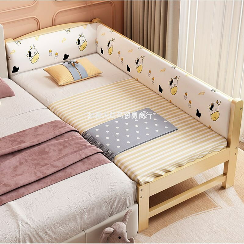 開發票 拼接床加寬床實木兒童床男孩加床拼床寶寶小床拼接大床嬰兒床