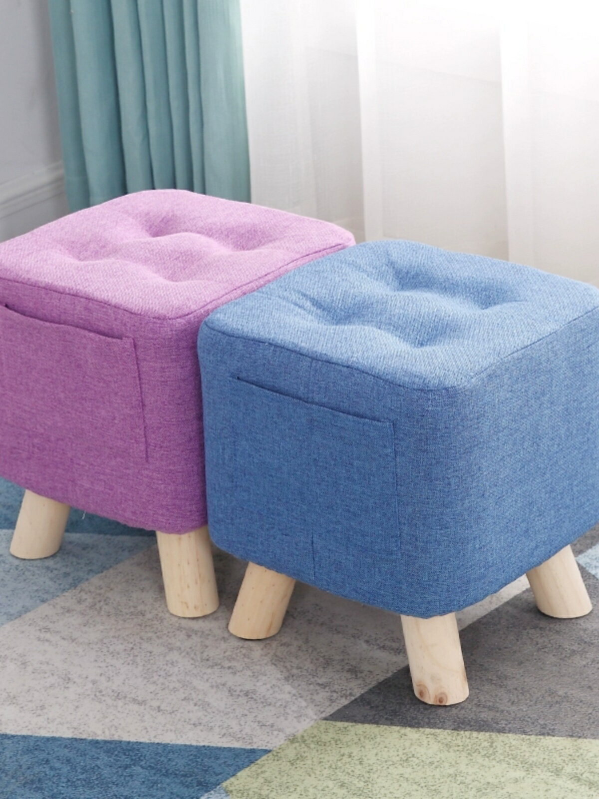 【滿299出貨】布藝小凳子創意時尚沙發凳客廳方凳茶幾凳矮凳椅子實木小板凳家用