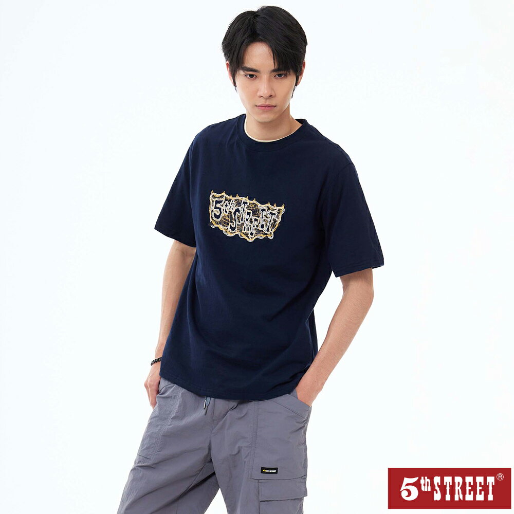 5TH FISHING CLUB 男裝 短T 漁網 熱感應 印花 短袖T恤 TEE 上衣 丈青 (571041) 【5th STREET】【APP下單天天10%回饋】 最高折426