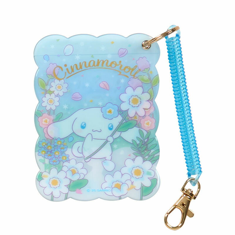 asdfkitty*大耳狗 鮮花 票卡套附線圈鑰匙圈 證件套 悠遊卡套-日本正版商品