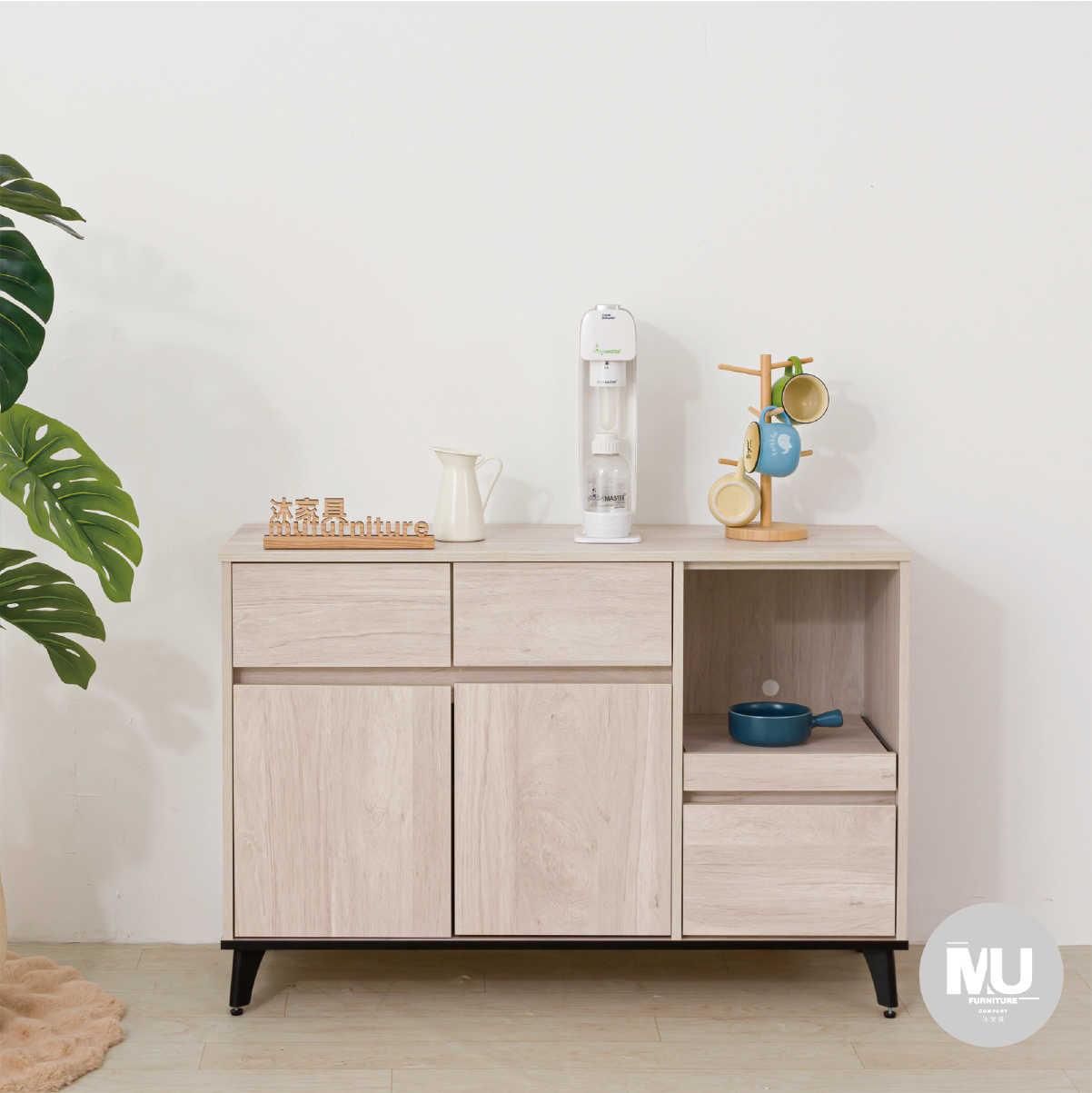 【沐家具Mufurniture】Light 現代風 4尺餐櫃下座/廚房/餐廳/碗盤櫃/收納