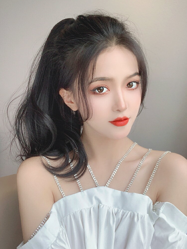 抓夾高馬尾假發女梨花卷發自然短款假馬尾模擬發辮子假發尾馬尾辮
