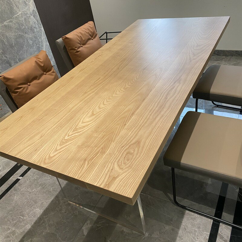 【免運】開發票 亞克力懸浮餐桌家用現代簡約長方形書桌北歐實木大板桌原木工作臺