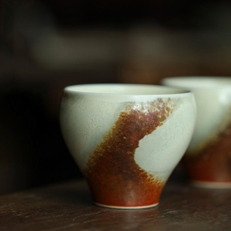 景德鎮柴燒窯變茶杯品茗杯純手工開片可養陶瓷個人杯單杯主人杯