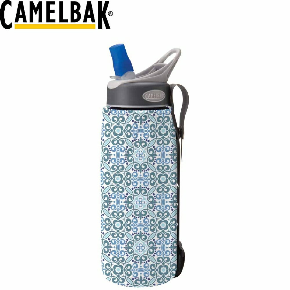 【CamelBak 美國 水瓶保溫隔熱層 花紋藍】 90751/運動水壺/水壺/耐撞擊/抗菌/提把/登山/露營