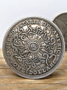 天眼蛇流浪幣 現貨九頭蛇硬幣雕刻藝術仿古銀元銅幣收藏鷹洋摩根