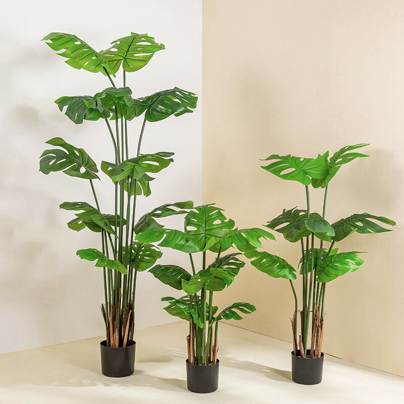 快速出貨 公司貨 模擬龜背竹盆栽植物 大型落地模擬綠植龜背樹 可定製尺寸