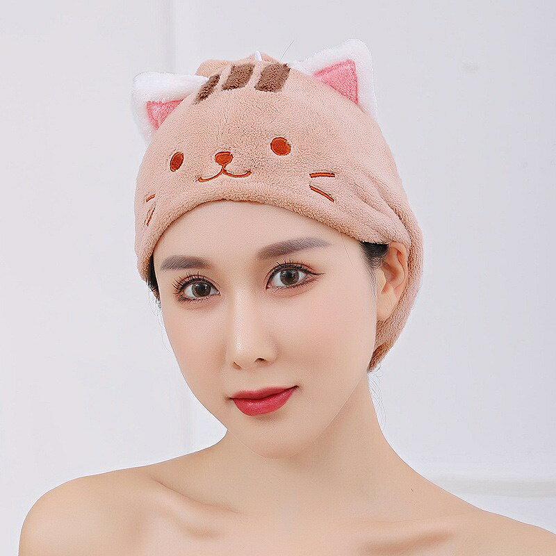 2021新款洗頭神器乾髮帽强力吸水速乾小貓珊瑚絨乾髮帽 超吸水乾髮帽 速乾髮帽 吸水毛巾 擦頭髮毛巾 吸水浴帽 包頭巾 7